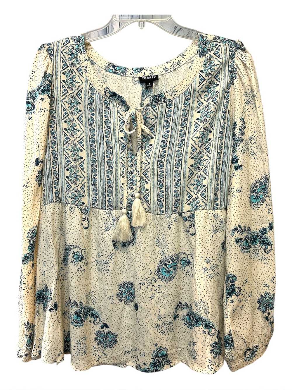 NWT Torrid Gauze Boho Long Sleeve Peasant Blouse
